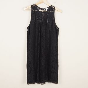 Joie Fahfia Black Lace Mini Shift Dress Womens Sz L